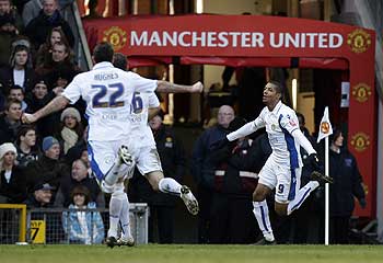 Jermaine Beckford silences the Old Trafford crowd.