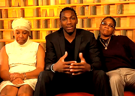 Kenneth Faried with his two moms