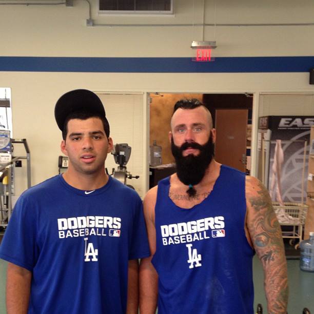 Here is a picture of Brian Wilson in Dodgers gear - McCovey Chronicles