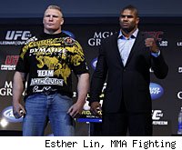Brock Lesnar and Alistair Overeem will answer questions from the media at the UFC 141 pre-fight press conference.